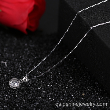 Collar de cadena de plata Simple circón para joyería de la boda
